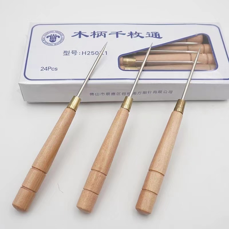 Leatherwork Punching Tool - 3 PCS Wooden Handle Awl Tool