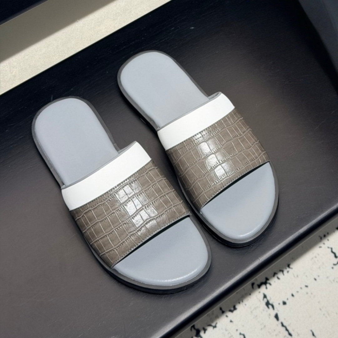 Leather Work Flats - Handmade Cowhide Sandals Luxury Brand Men's