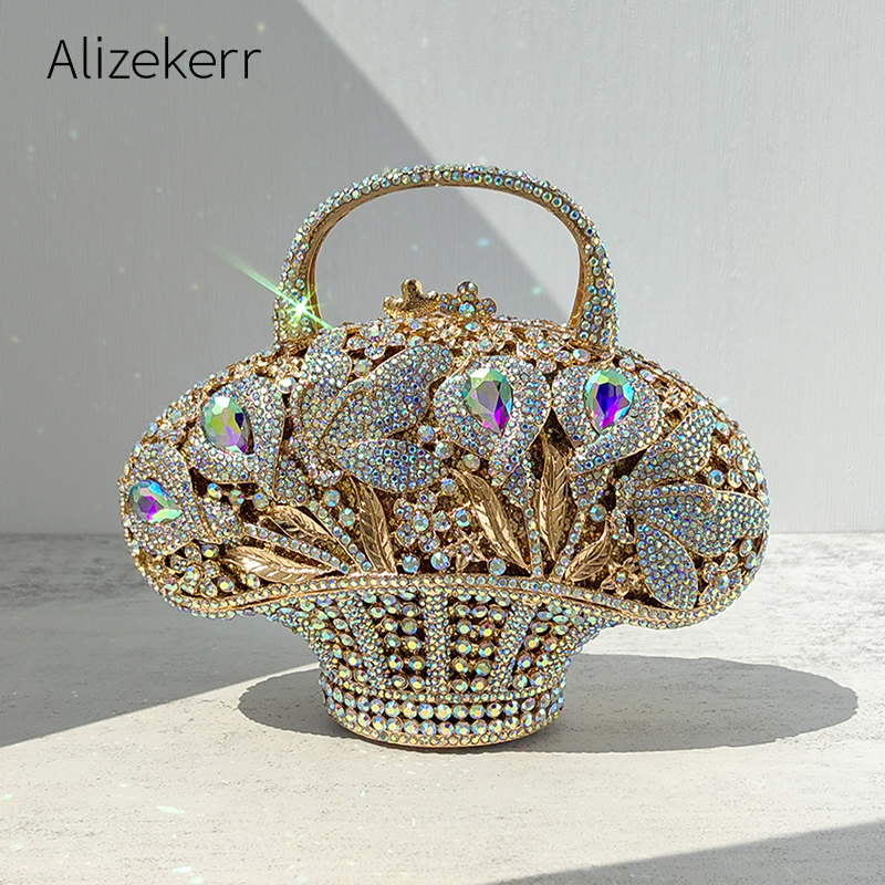 Leatherwork Wallet - Alizekerr Flower Basket Crystal Evening Bags