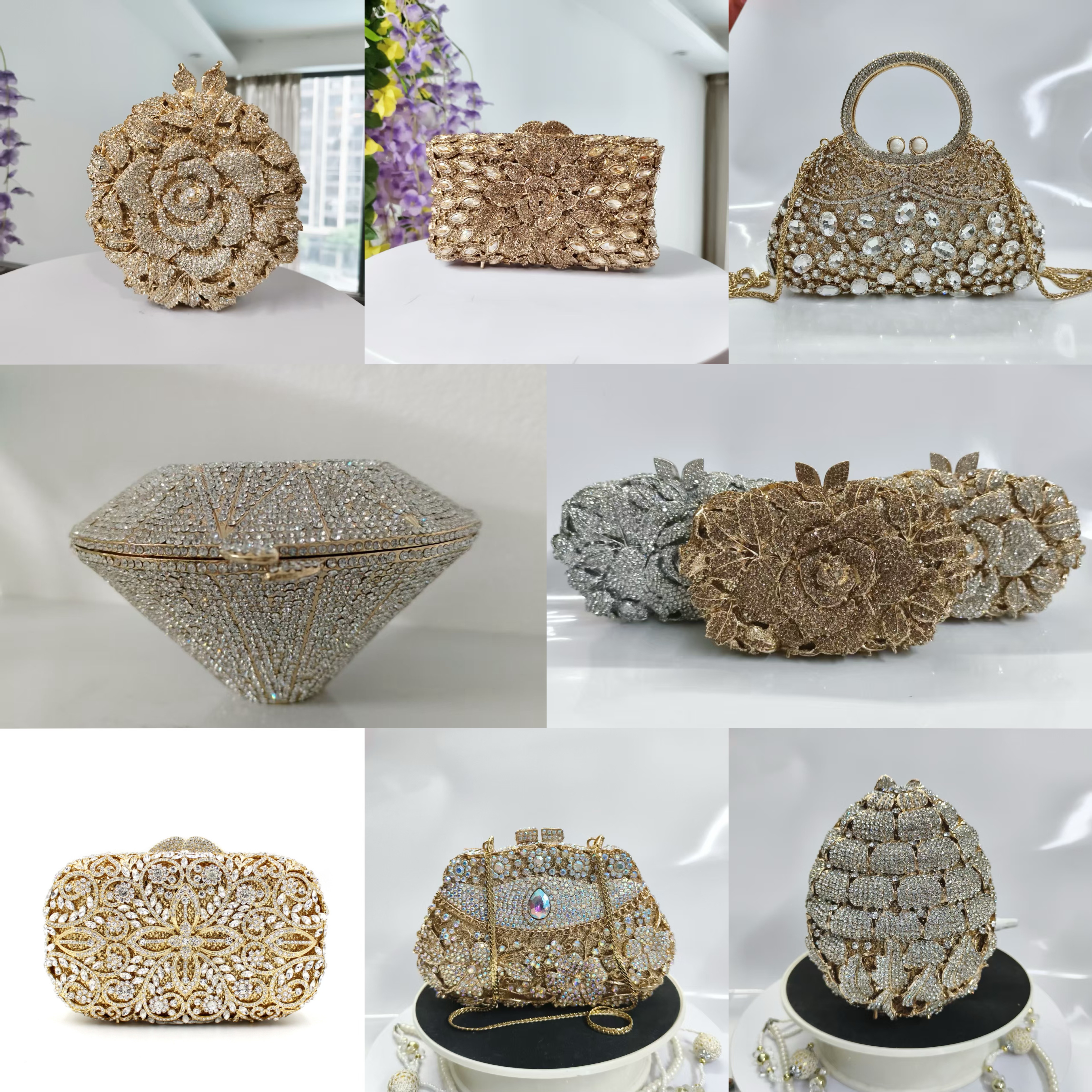 New Rhinestone Clutch Purse Wo - Leatherwork Wallet 评论和价格