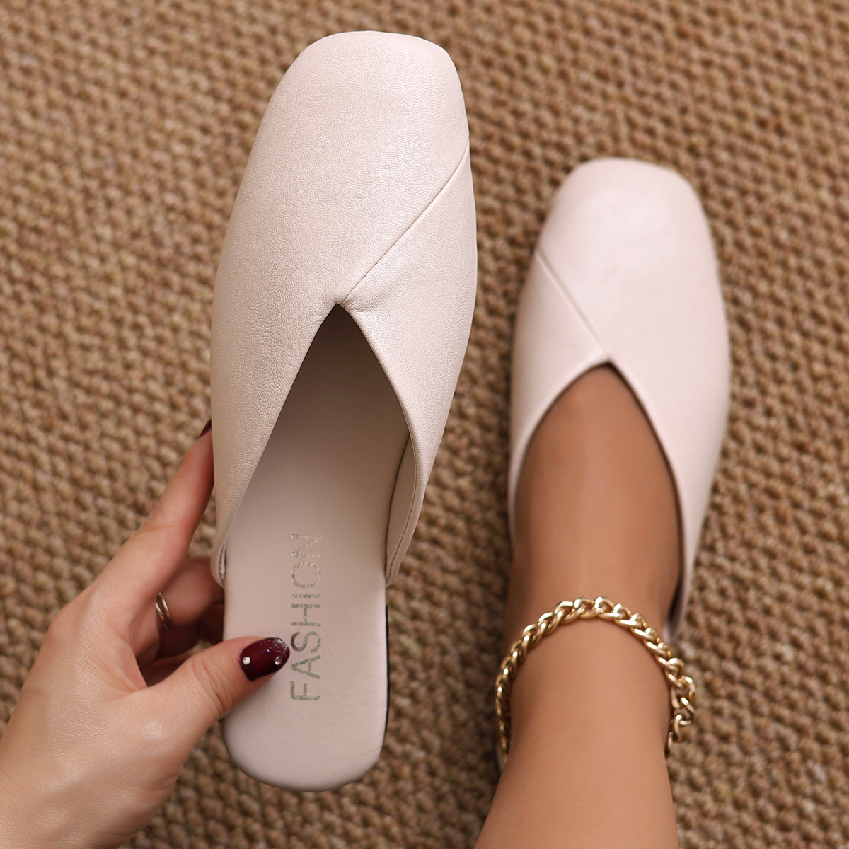Women's Fashion Square Toe V-c - Leather Work Flats 评论和价格