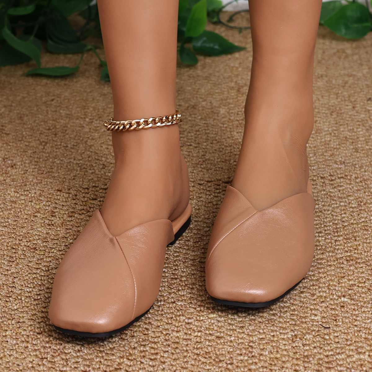 Women's Fashion Square Toe V-c - Leather Work Flats 评论和价格
