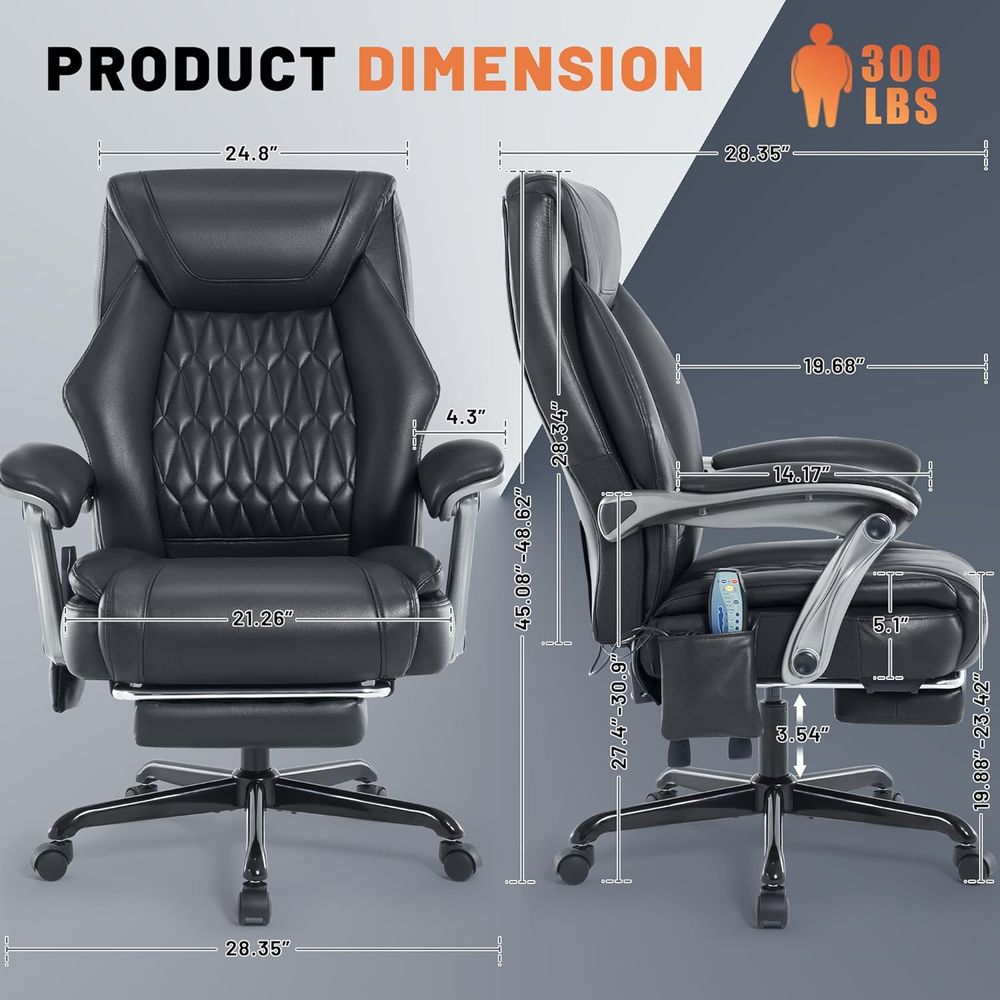 Ergonomic Reclining Office Cha - Leatherwork At Home 评论和价格