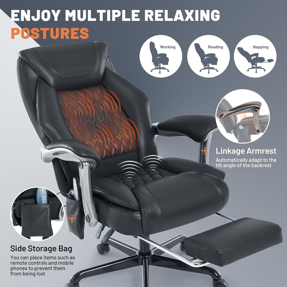 Ergonomic Reclining Office Cha - Leatherwork At Home 评论和价格