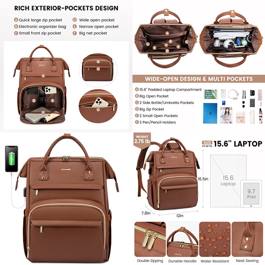 Leather Laptop Backpack for Wo - For Leather Work 评论和价格