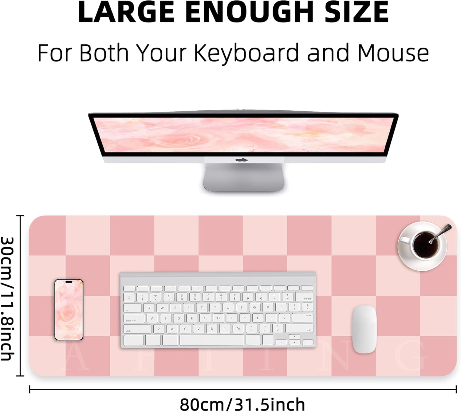 Non-Slip Pink Desk Mat, Waterp - Leatherwork At Home 评论和价格