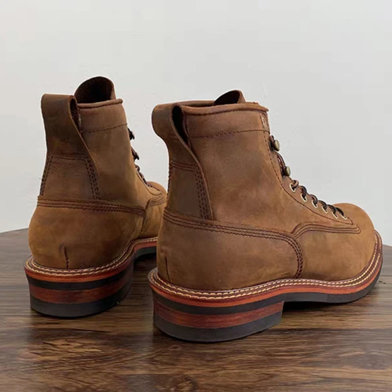 Vintage British Men Ankle Boot - Leather Work Flats 评论和价格