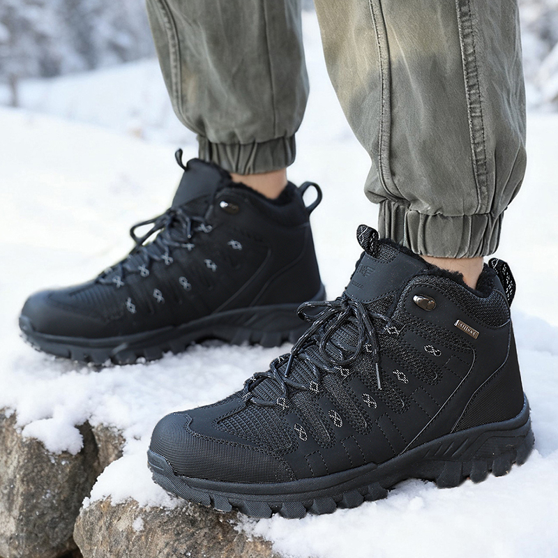 Winter Men's Boots Warm Plush  - Leather Work Flats 评论和价格