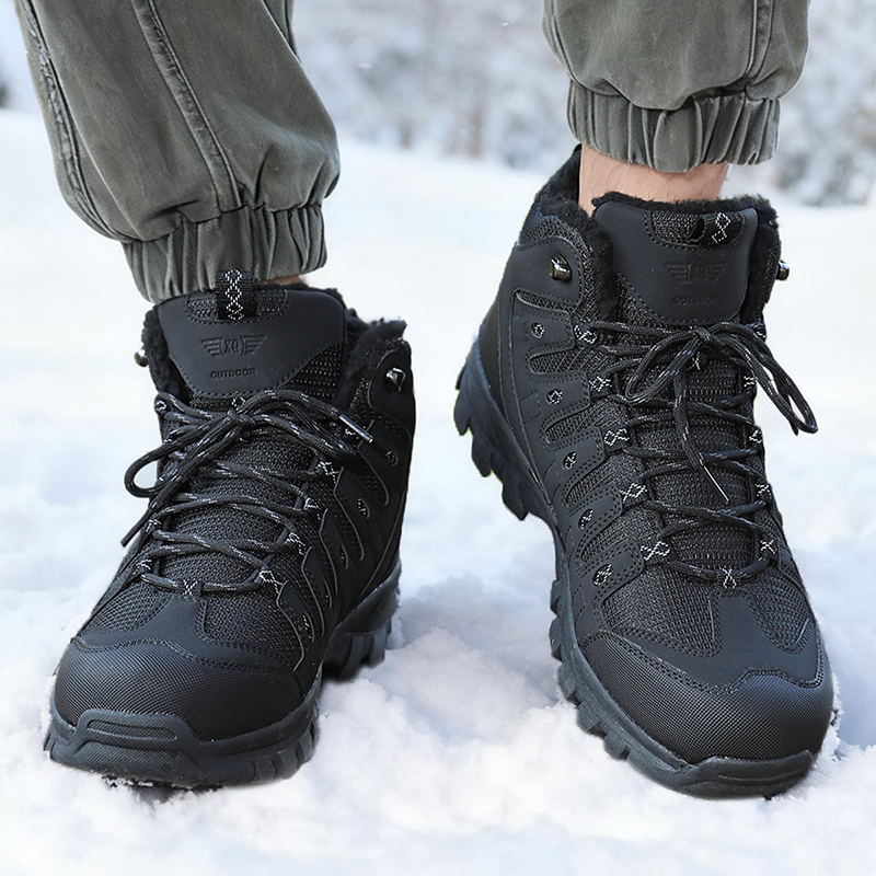 Winter Men's Boots Warm Plush  - Leather Work Flats 评论和价格