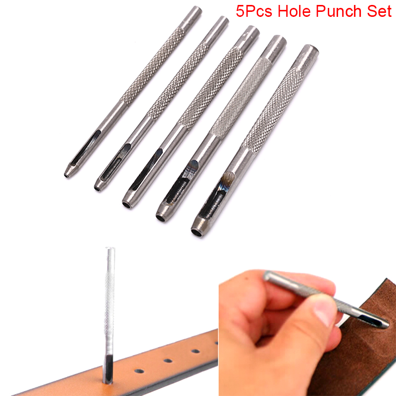 C 5Pcs new Leather Round Shape - Leatherwork Punching Tool 评论和价格