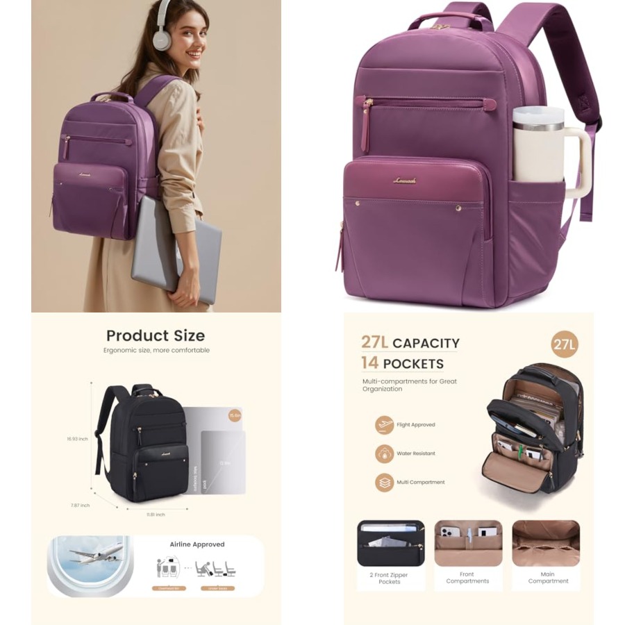 Laptop Backpack for Women with - For Leather Work 评论和价格