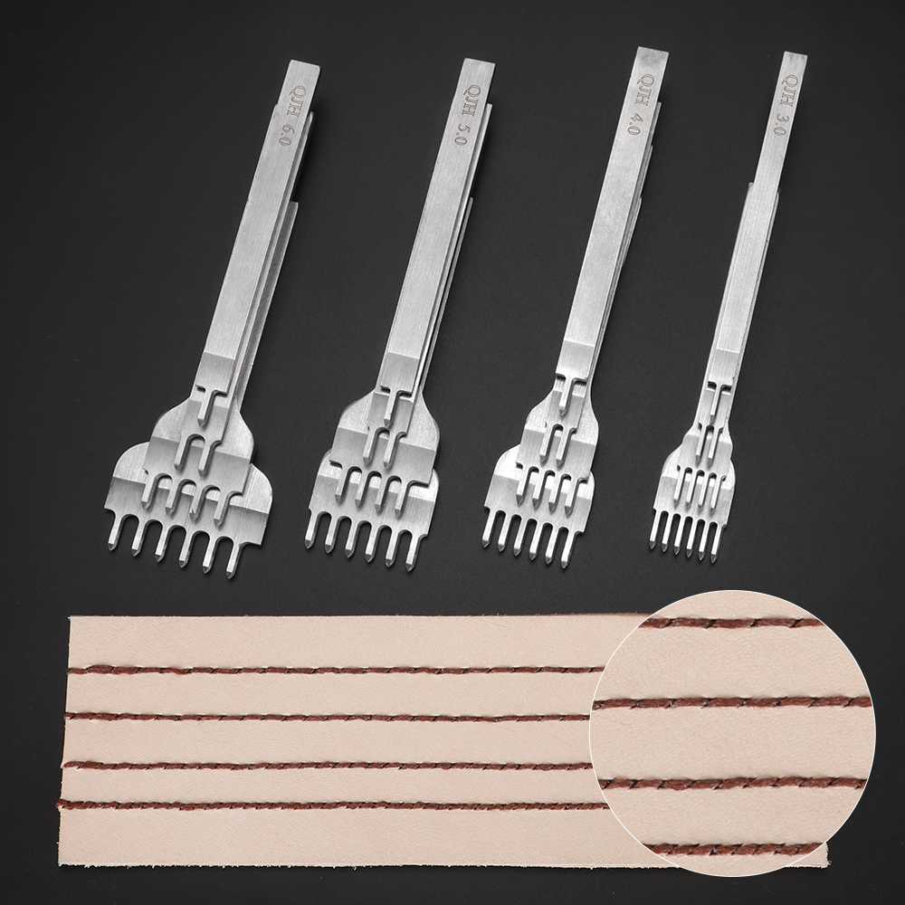 4pc/set Stainless Steel Rhombu - Leatherwork Punching Tool 评论和价格