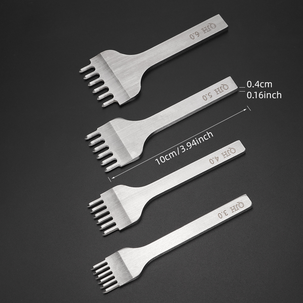 4pc/set Stainless Steel Rhombu - Leatherwork Punching Tool 评论和价格