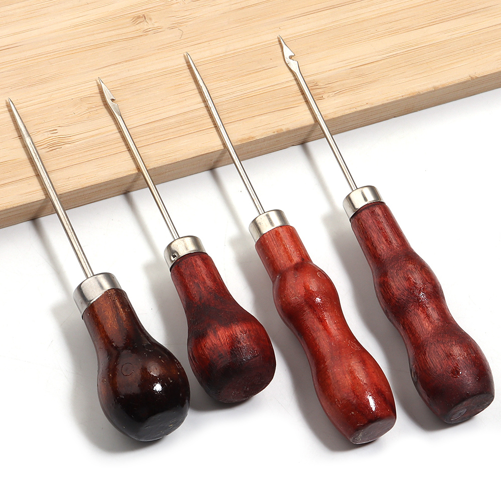 Wooden Handle Awls DIY Leather - Leatherwork Punching Tool 评论和价格