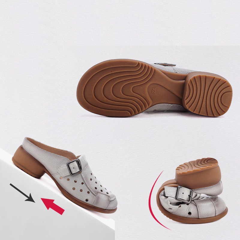New Cow leather low heel sanda - Leather Work Flats 评论和价格