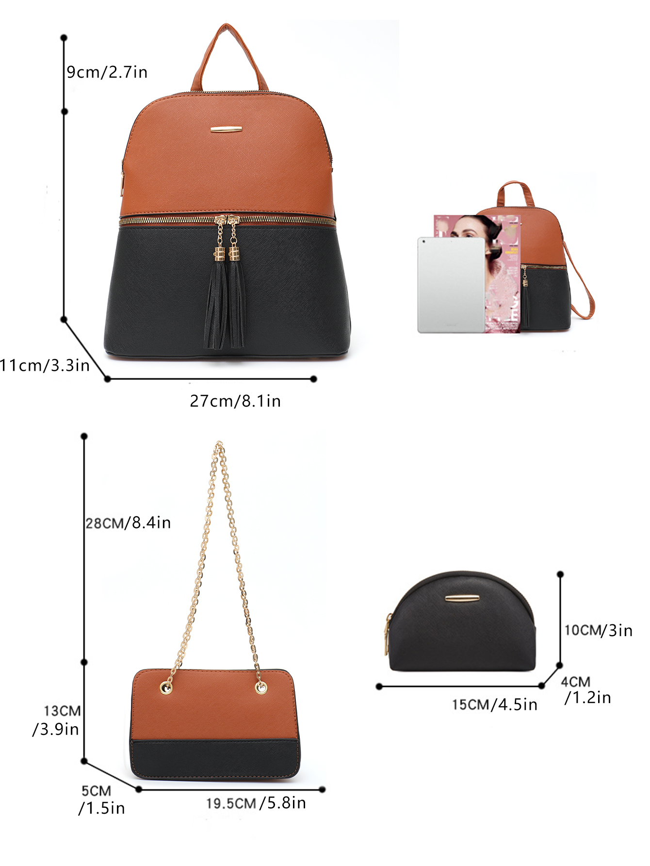 4 PCS Bags Set Women's Fashion - Leatherwork Wallet 评论和价格
