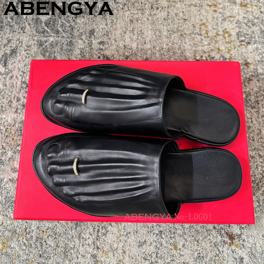 Black Real Leather Wrap Toe lo - Leather Work Flats 评论和价格