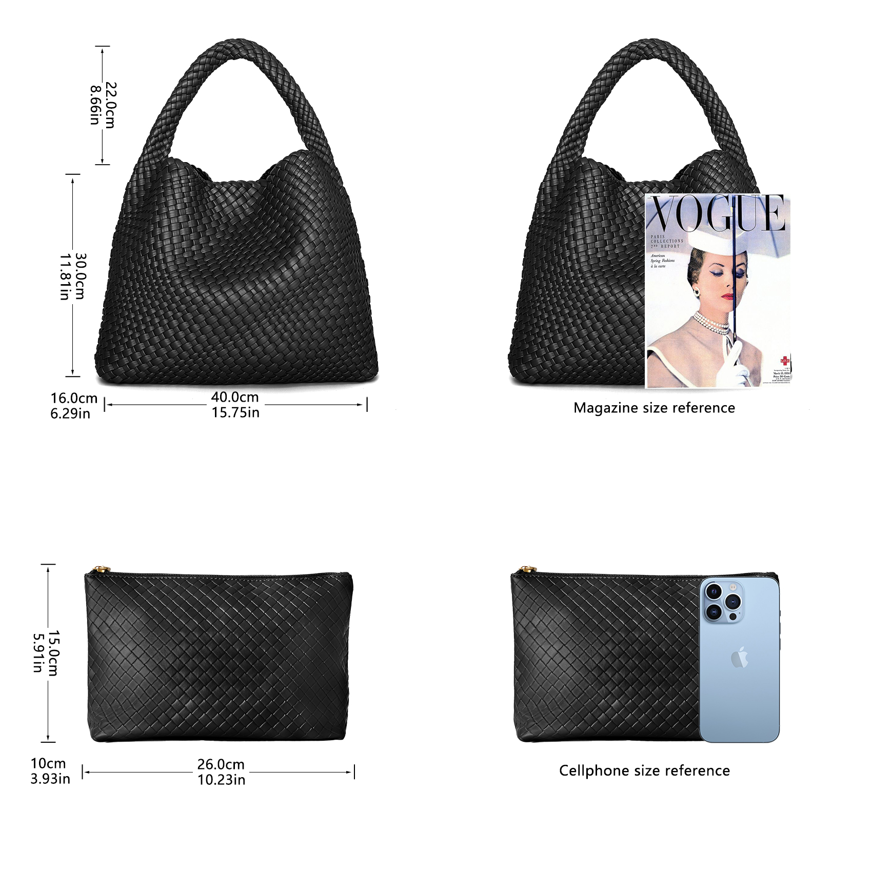 Large Woven Tote Bag for Women - Leatherwork Wallet 评论和价格