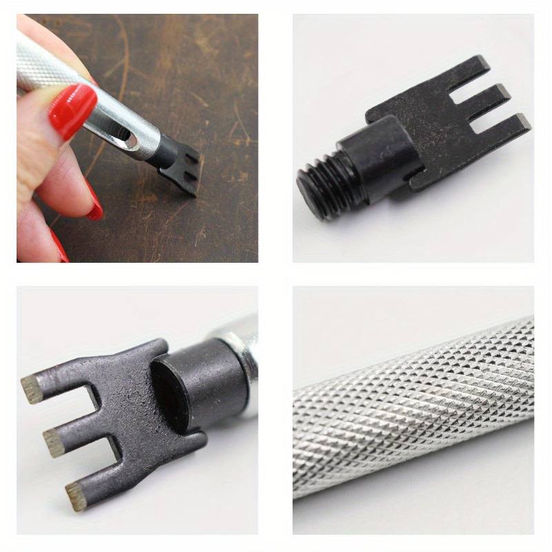 1Set Steel Handle Leather Flat - Leatherwork Punching Tool 评论和价格