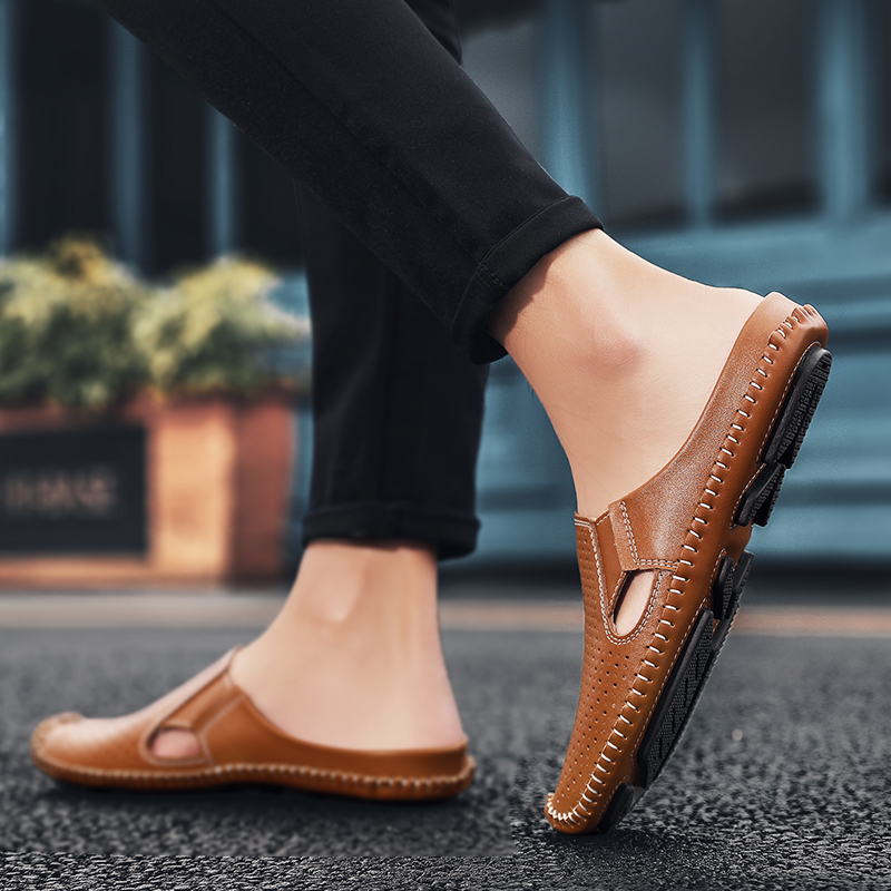 Half Slipper for Men Sandals 2 - Leather Work Flats 评论和价格